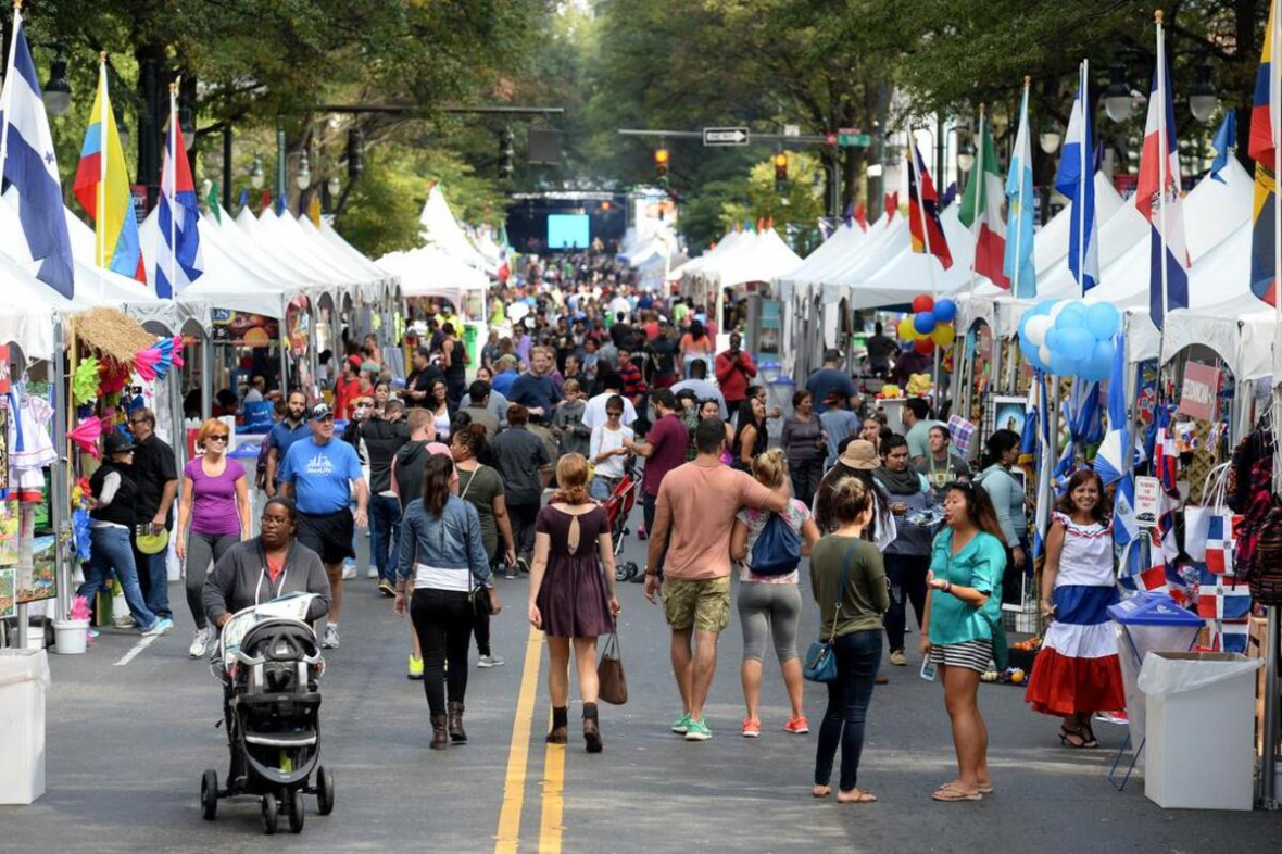 Crowds at the Hola Charlotte Festival in Uptown Charlotte.