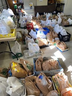 Donations in grocery bags