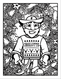 thumbnail of coloring page - Norm in holiday sweater with winter holiday backround