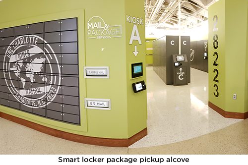 photo of the Smart locker package pickup alcove entrance