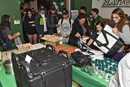 Students in line to come into the bookstore during grand reopening event