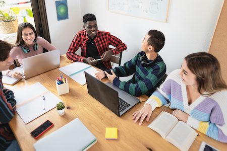 Photo of students studying