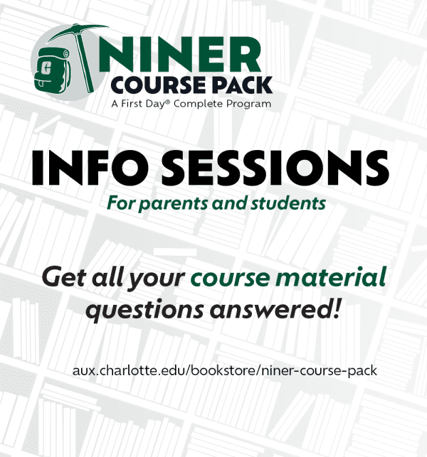 Niner Course Pack Info Sessions Graphic