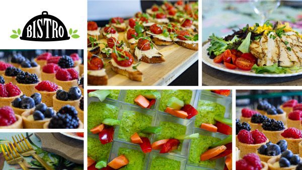gourmet appetizers, salads, and desserts with Bistro logo